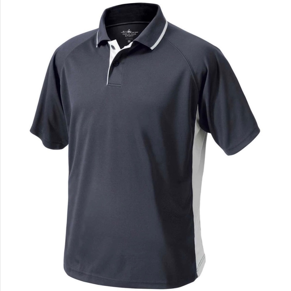 Charles River Slate Grey/White Color Blocked Sport Wicking Polo Shirt‌‌‌‌‍‍‍‍‍‍‍